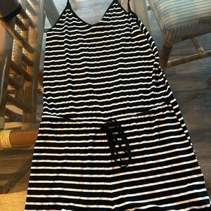 Striped Black and White Kids One Piece Romper